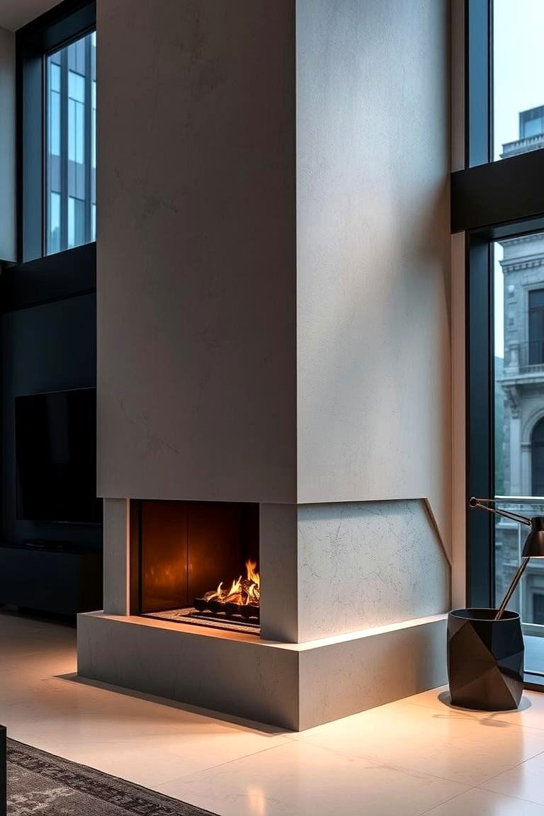 Contemporary Urban Stucco Fireplace - 24 Stucco Fireplace Ideas