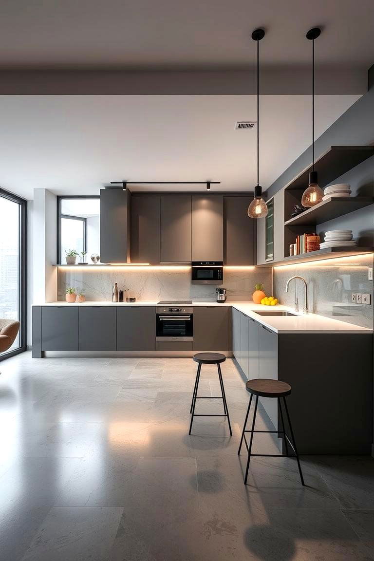 Contemporary Urban Vibes - 24 Kitchens With Grey Floors