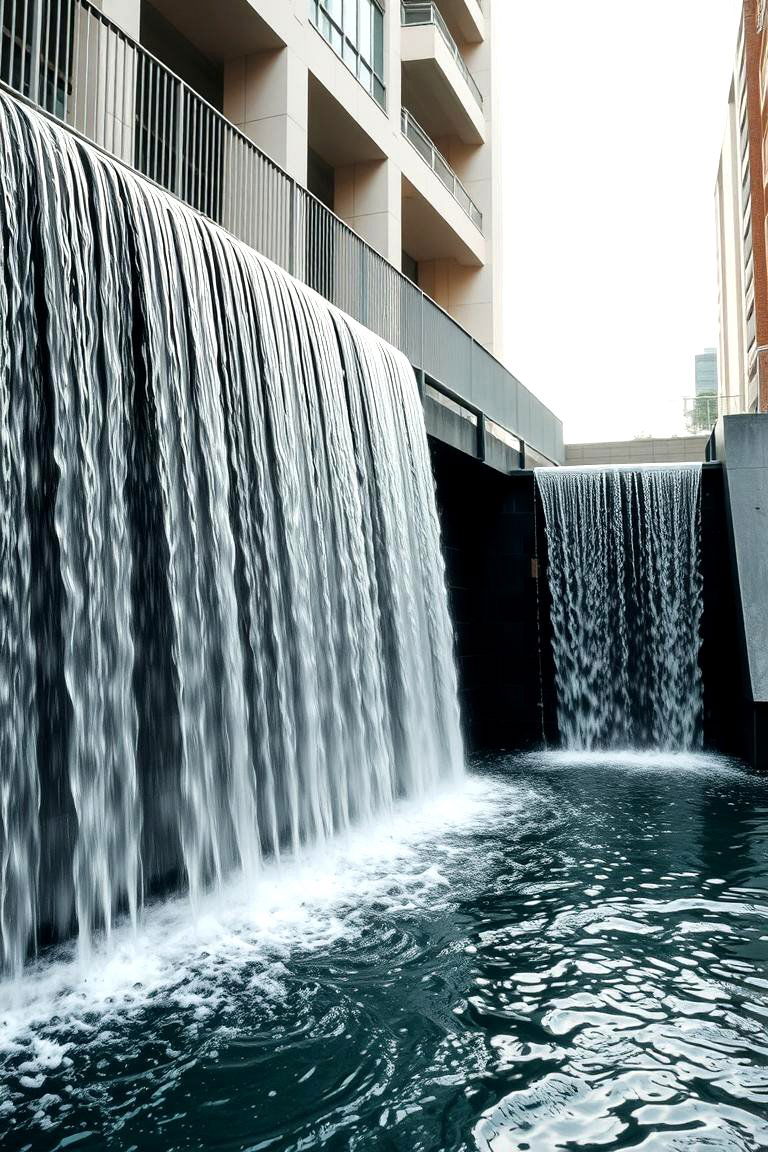 Contemporary Urban Waterfall - 24 Pondless Waterfall Ideas