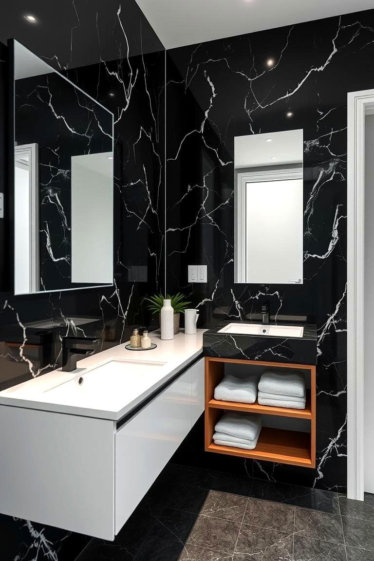 Contemporary Vanity Designs - 24 Black Marble Bathrooms