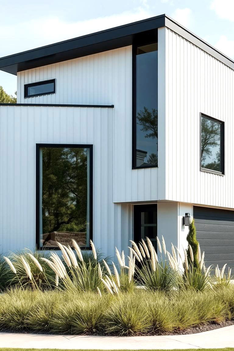 Contemporary Vertical Statement - 24 White Siding House Designs
