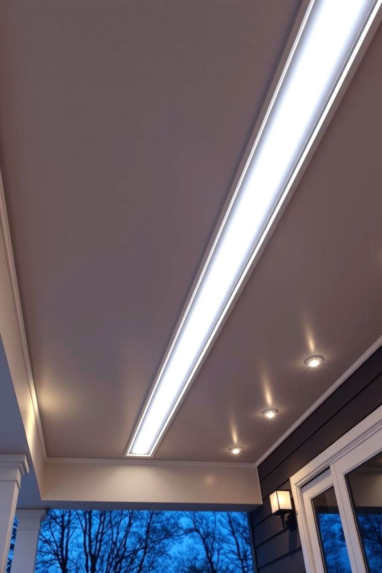 Contemporary Vinyl Ceiling with LED Strips - 24 Vinyl Porch Ceiling Ideas