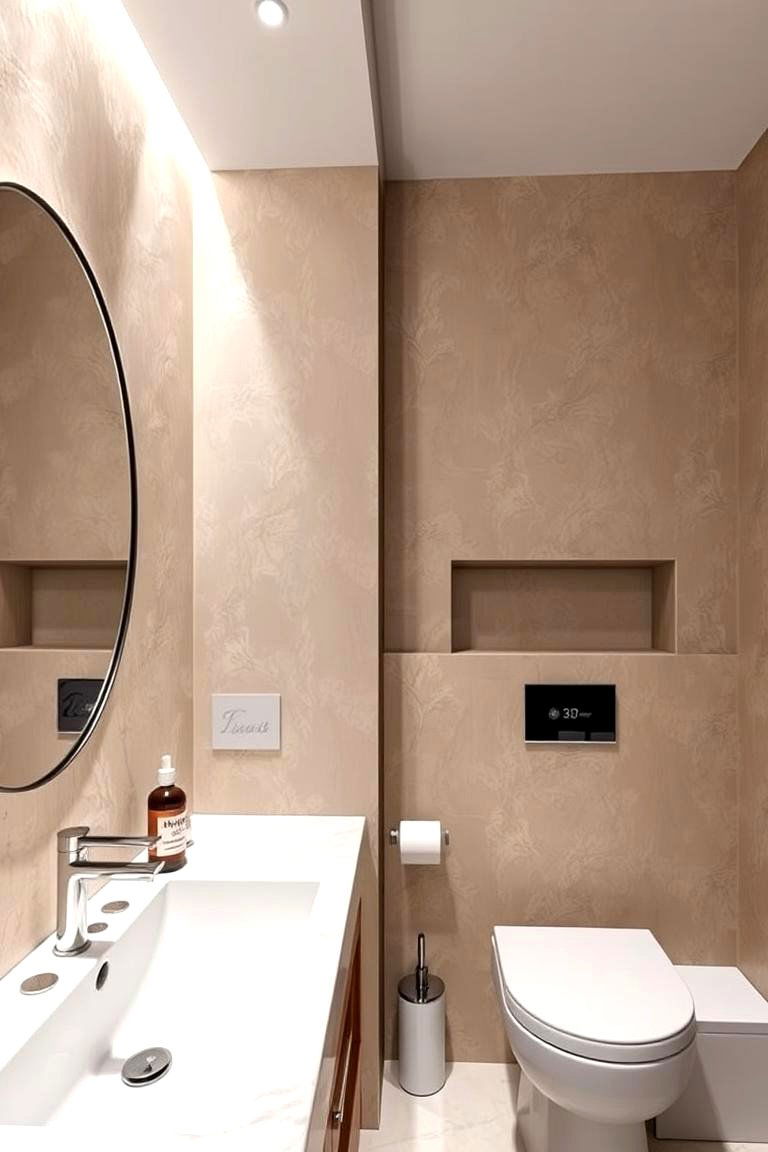 Contemporary Wall Treatments - 24 Beige Bathroom Ideas