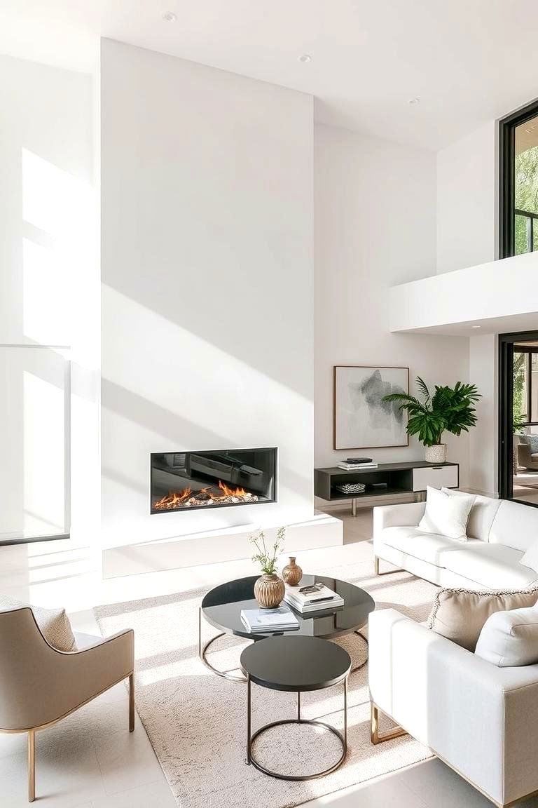 Contemporary White Surround - 24 Floor to Ceiling Fireplace Ideas