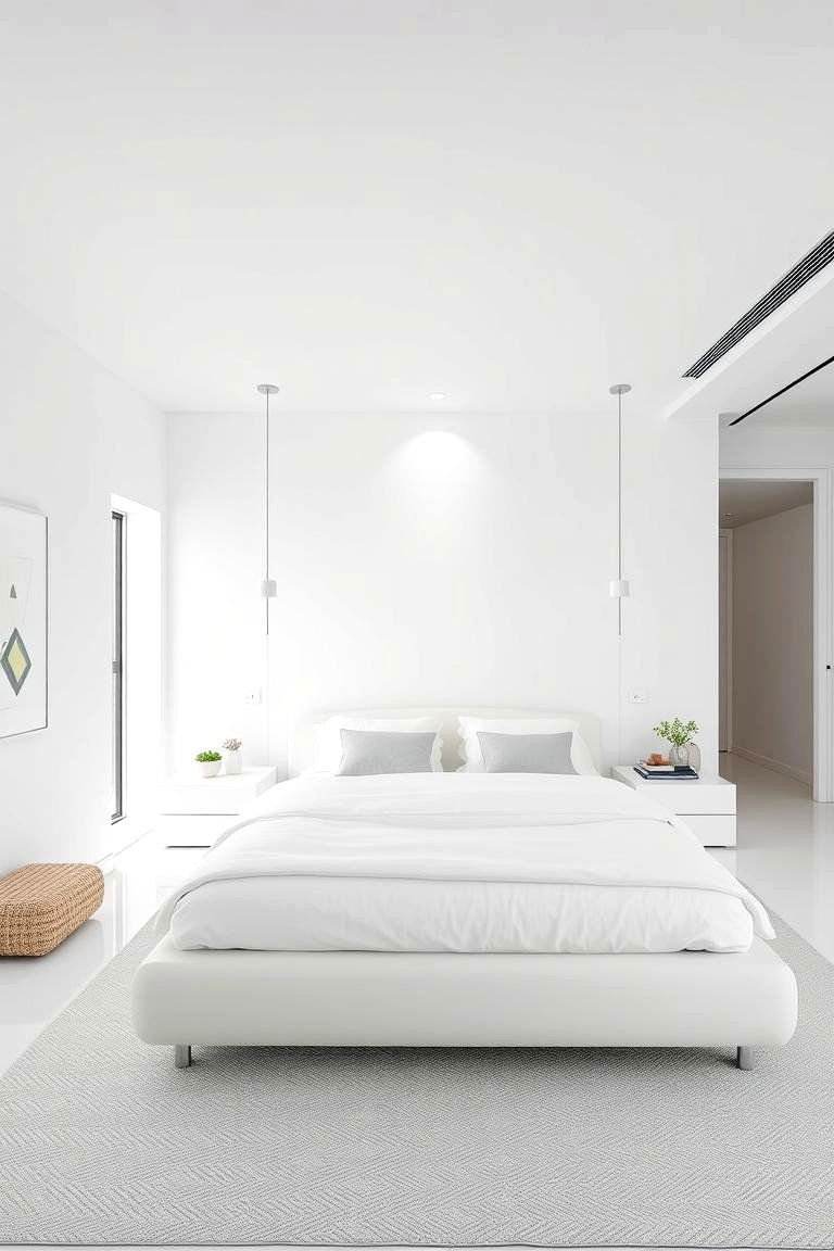Contemporary White with Clean Lines - 24 White Bedroom Ideas