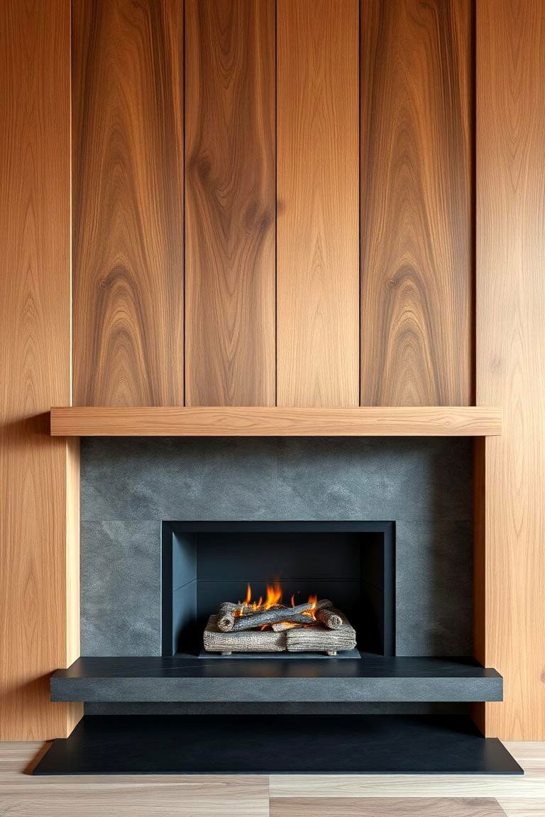 Contemporary Wood Paneling Fireplace - 24 Fireplace Built-in Ideas