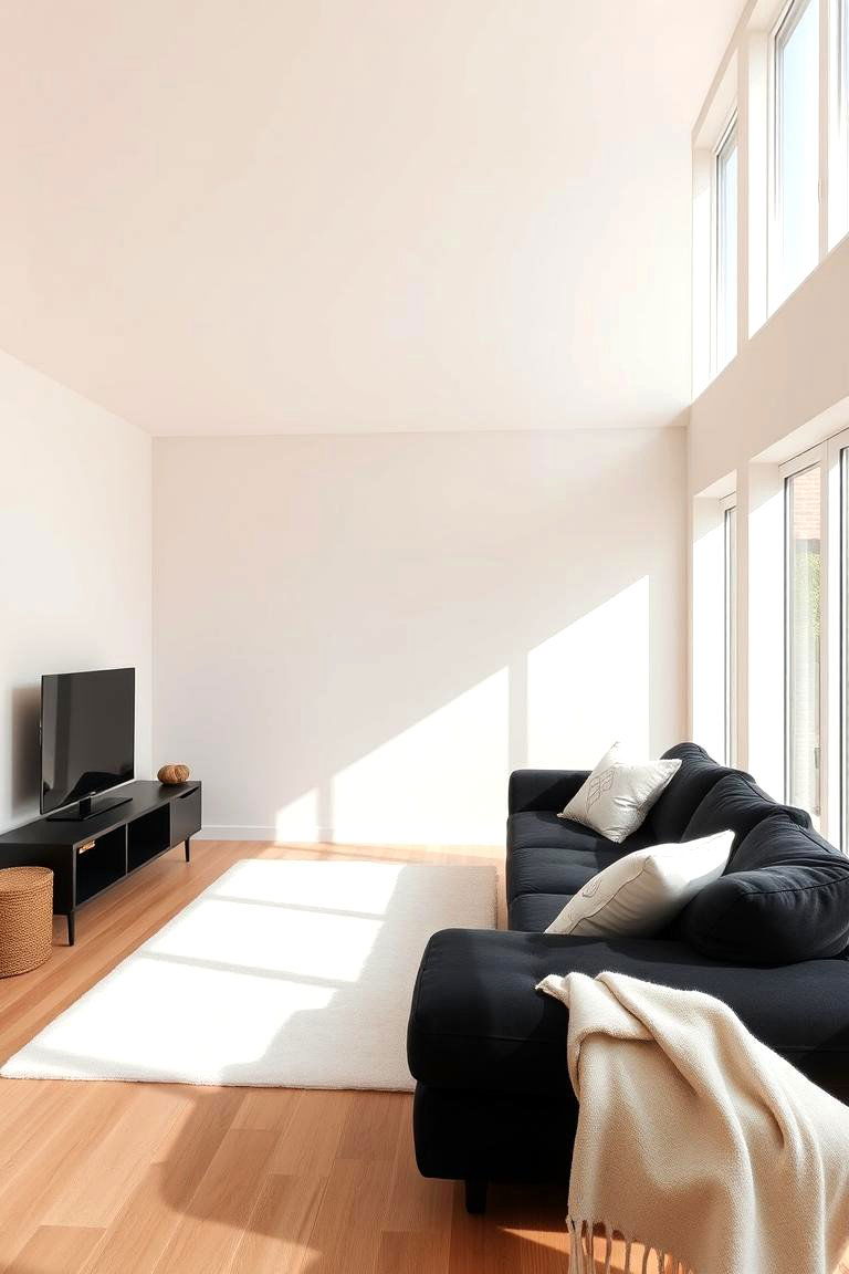 Contrast with Light Colors for a Chic Look - 24 Living Room Ideas With Black Couches