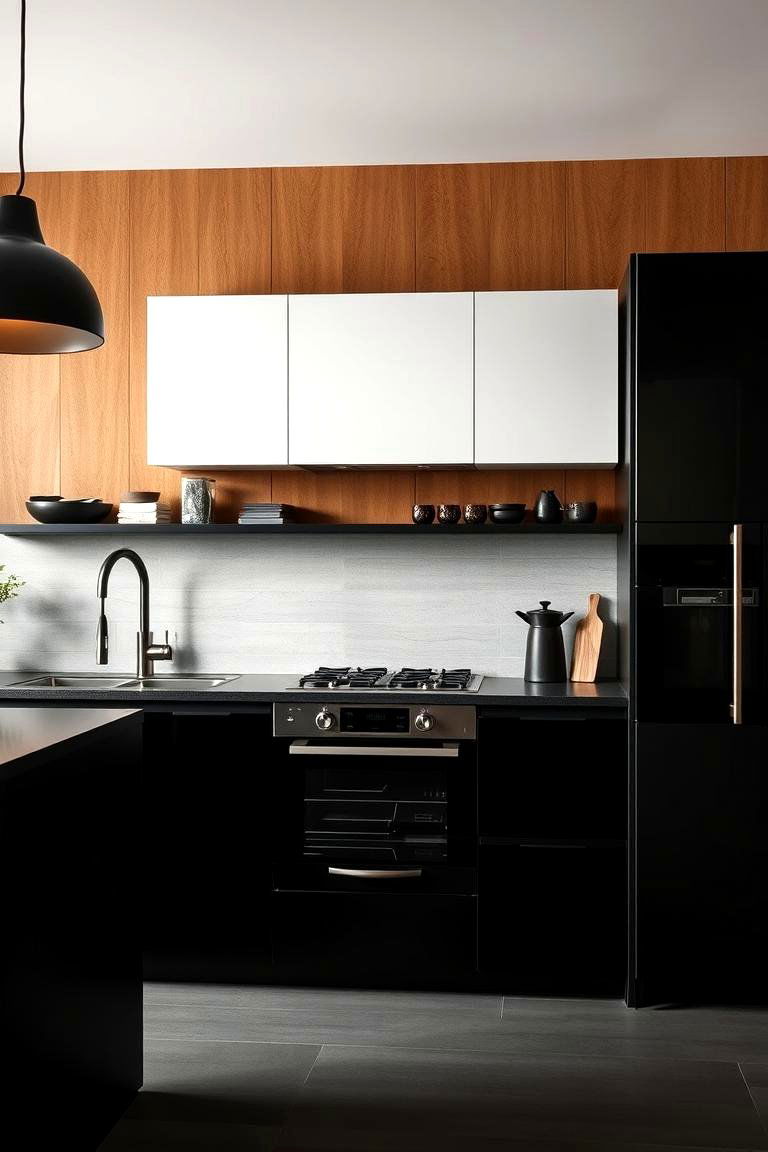 Contrasting Black Accents - 24 Black and Brown Kitchen Ideas