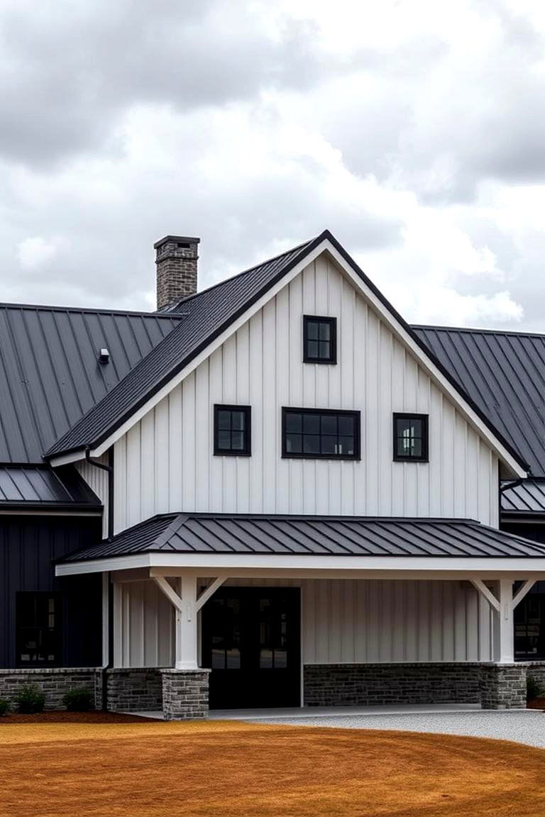 Contrasting Color Scheme - 24 Barndominium Exterior Ideas