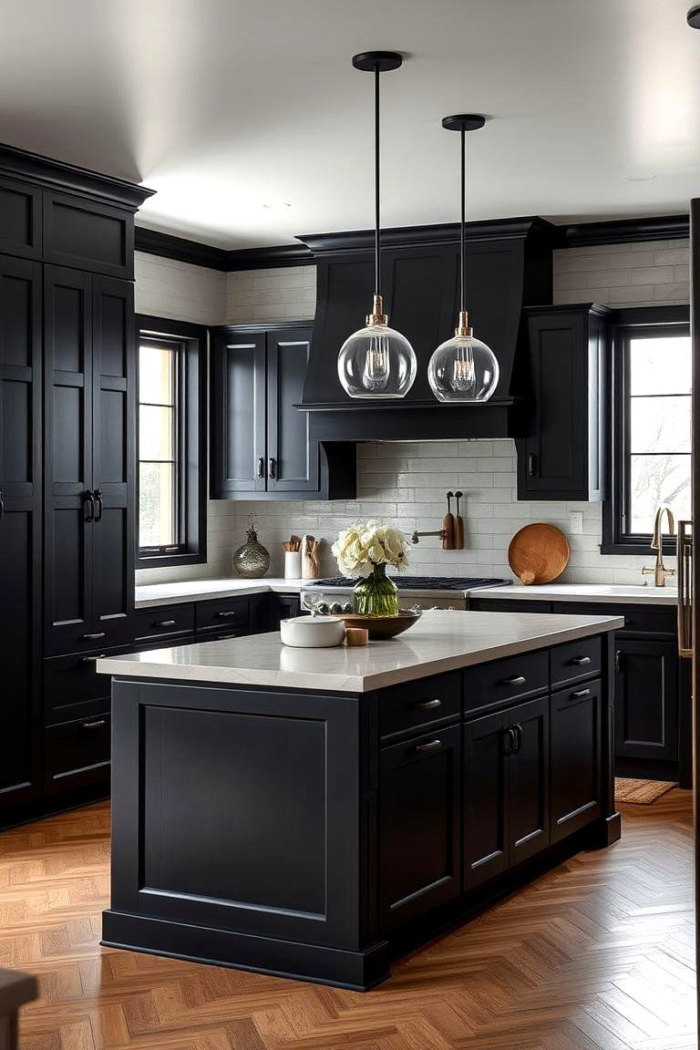 Contrasting Dark Shiplap with Light Island Design - 24 Kitchen Shiplap Ideas With Kitchen Island Ideas