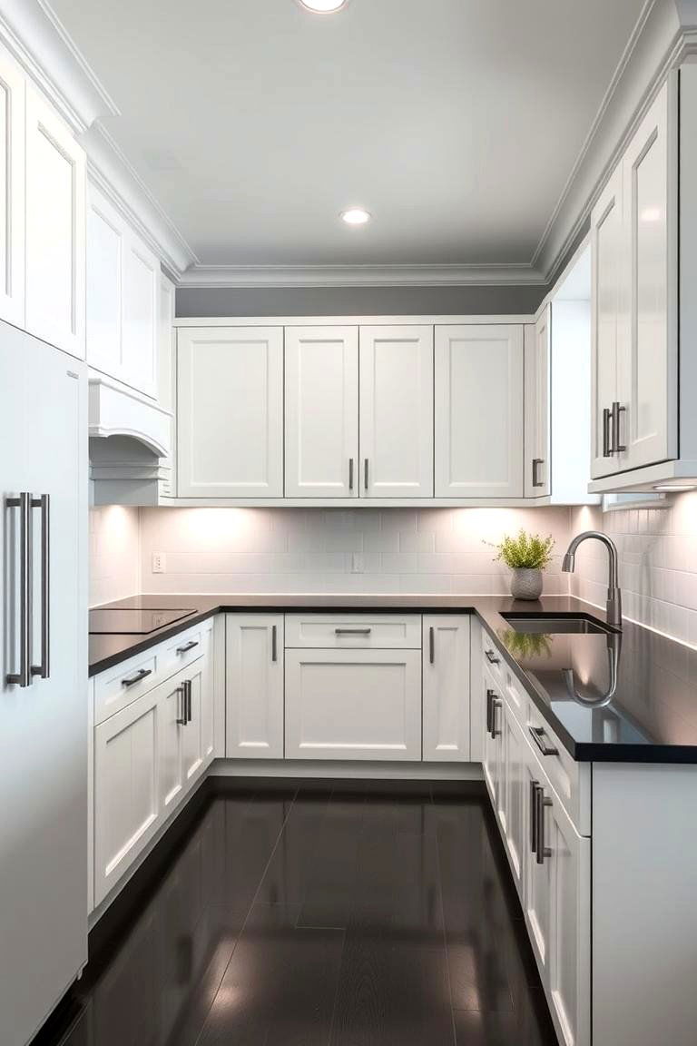 Contrasting Elegance - 24 Kitchen With White Cabinets and Black Countertops Ideas
