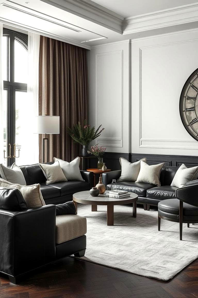 Contrasting Fabrics - 24 Black and White Boho Living Room Ideas