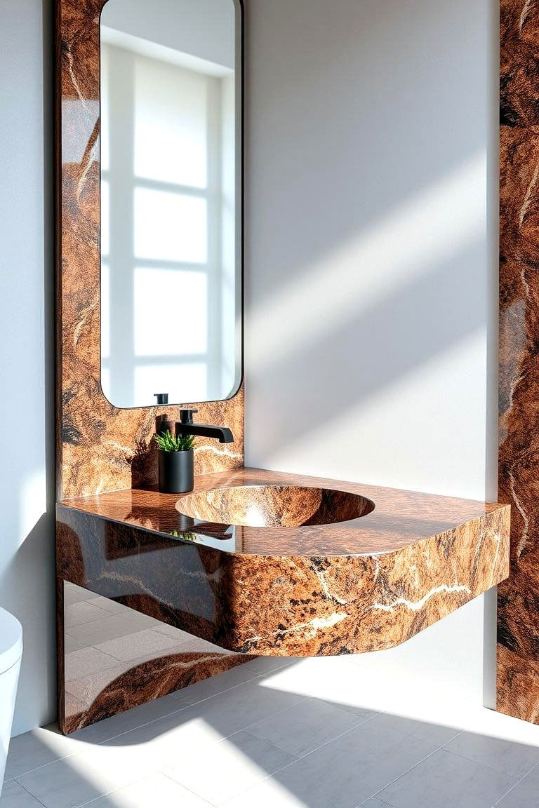 Contrasting Granite Edge Designs - 24 Brown Granite Bathroom Ideas