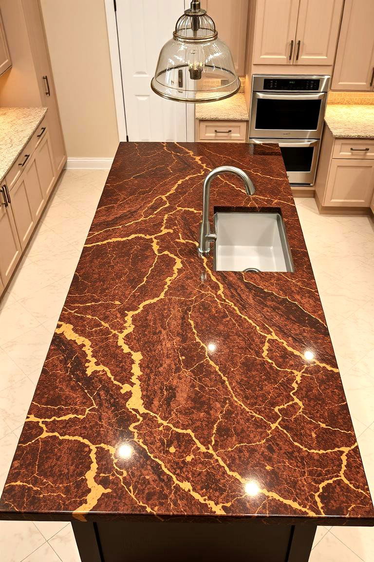 Contrasting Granite Island Top - 24 Granite Kitchen Countertop Ideas