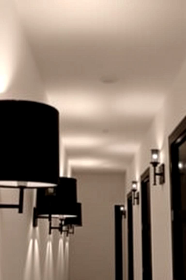 Contrasting Lighting Fixtures - 24 Black and White Hallway Ideas