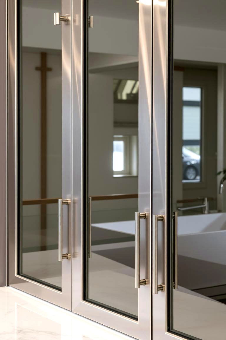 Contrasting Metal and Glass Features - 24 Modern Style Glass Kitchen Cabinets