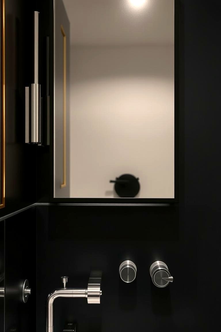 Contrasting Metallic Accents - 24 Dark Bedroom Ideas