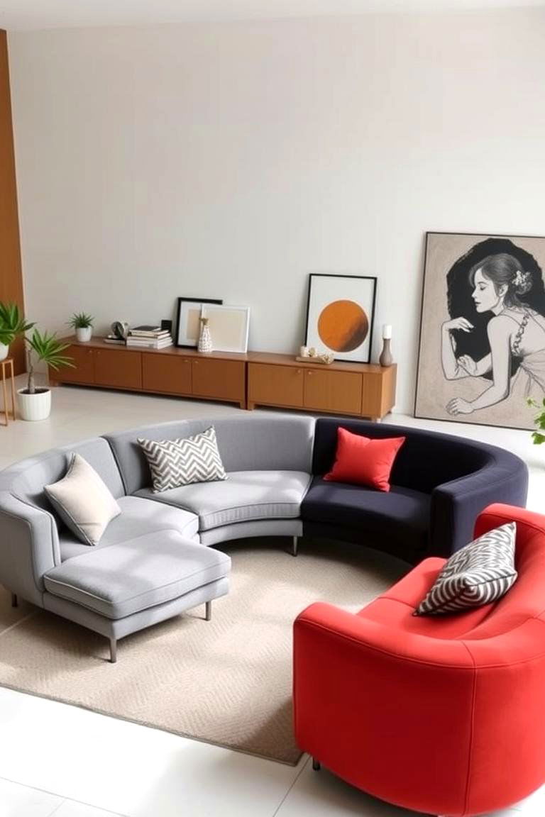 Contrasting Shapes - 24 Mismatched Sofas in Living Room Ideas