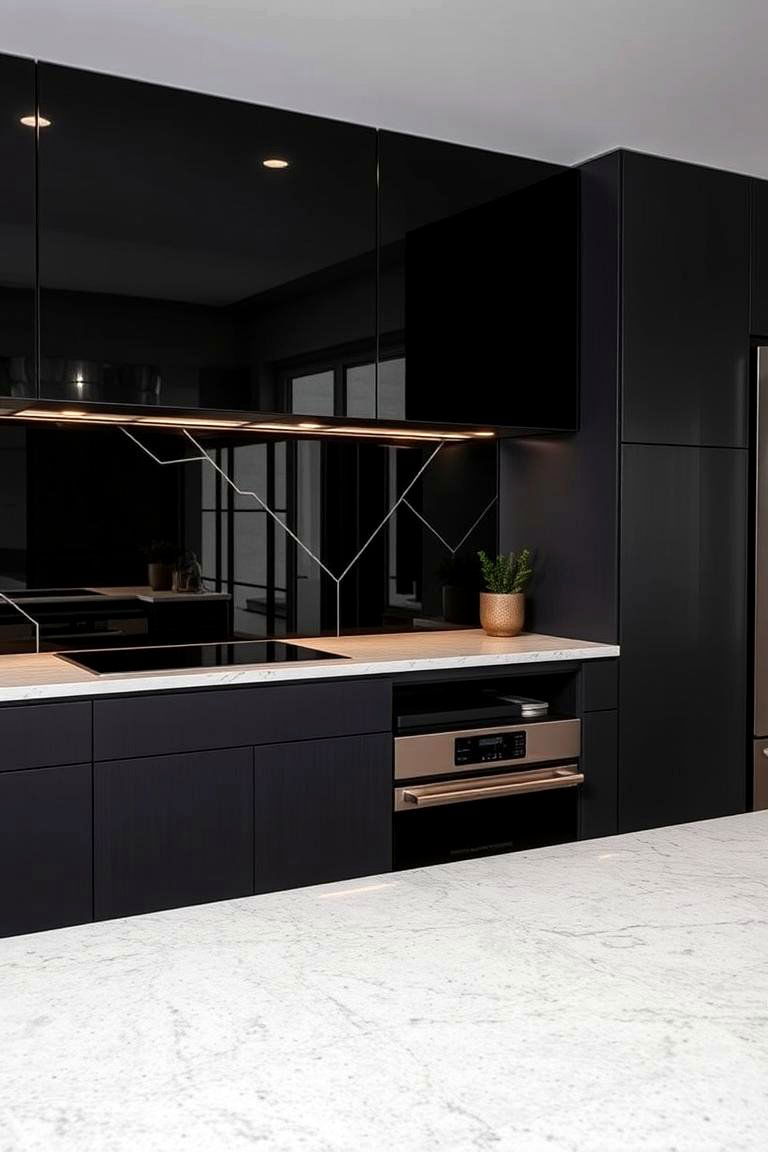 Contrasting Textures in Kitchen With Black Backsplash - 24 Kitchen With Black Backsplash