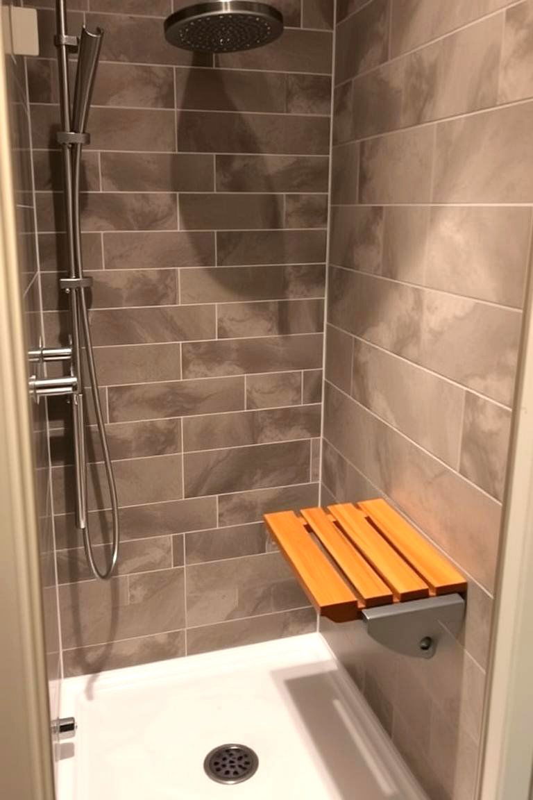 Convenience with a Fold Down Shower Seat - 24 Small Bathroom Walk-in Shower Ideas