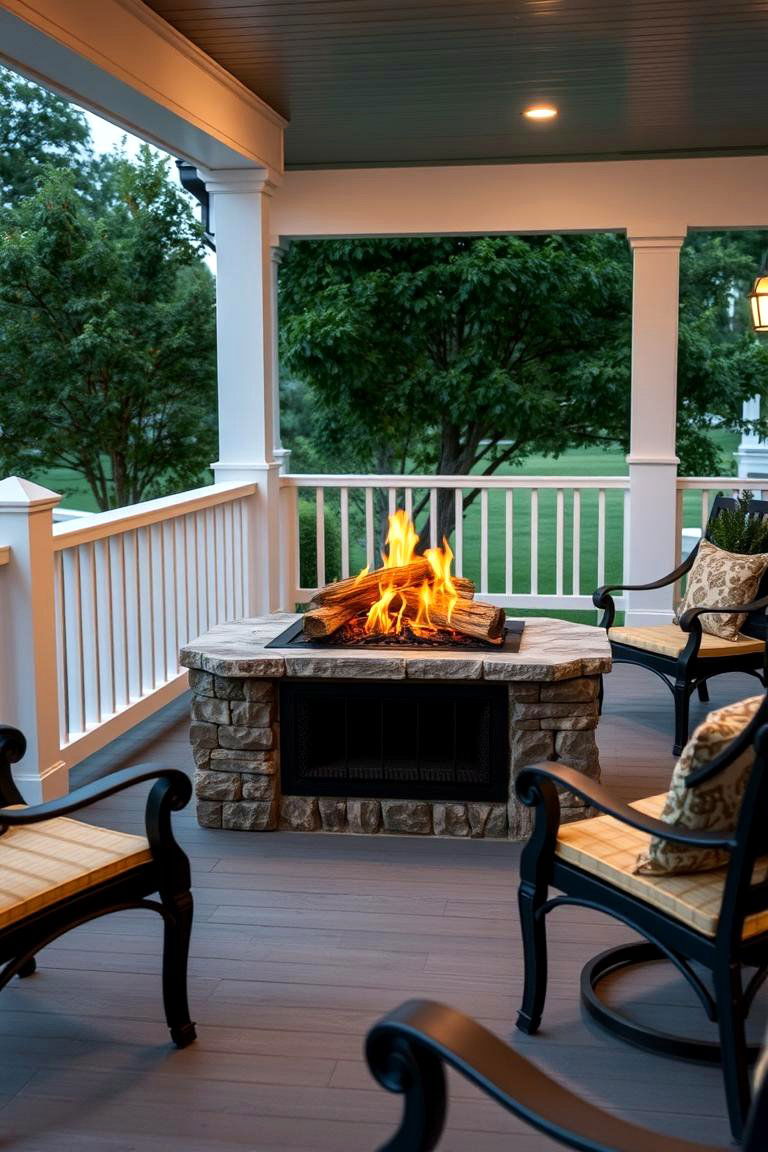 Convenient Gas Fireplace Option - 24 Porch Fireplace Ideas