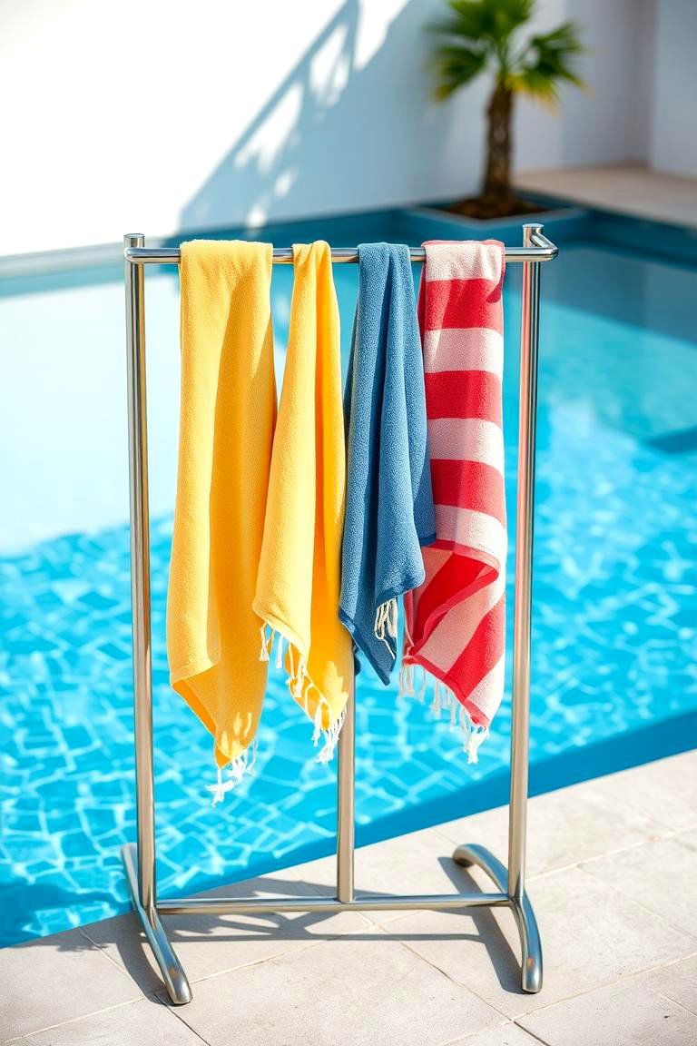 Convenient Towel Racks - 24 Pool Furniture Ideas