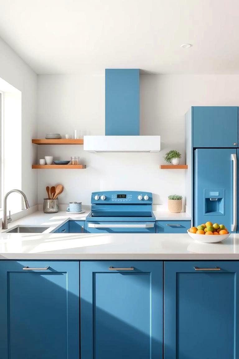 Cool Blue Accents for Modern Flair - 24 Kitchen With Colored Appliances Ideas