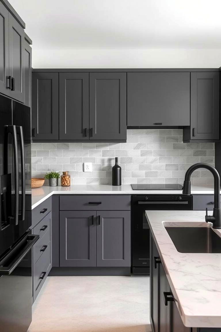 Cool Gray with Black Fixtures for a Bold Statement - 24 Gray Kitchens