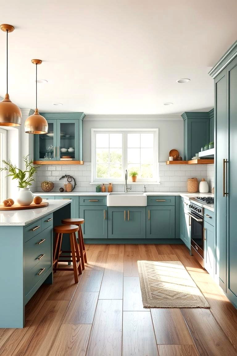 Cool Teal Serenity - 24 Kitchen Island Color Ideas