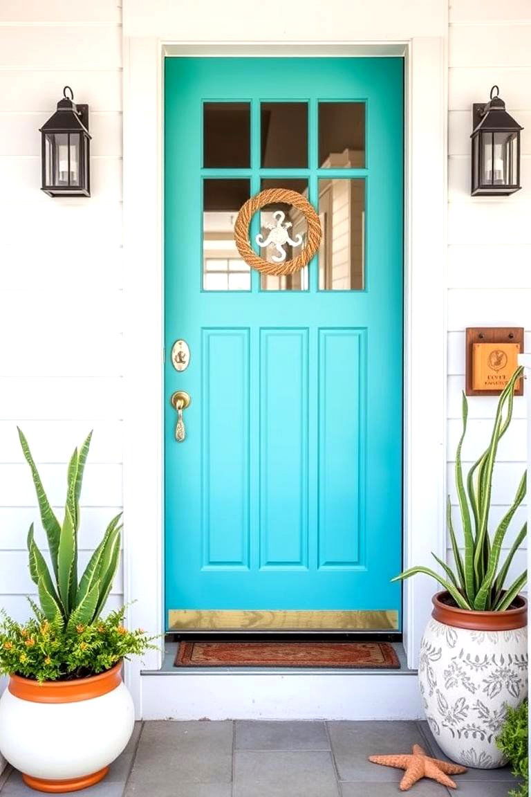 Cool Turquoise for a Tropical Flair - 24 Front Door Color Ideas
