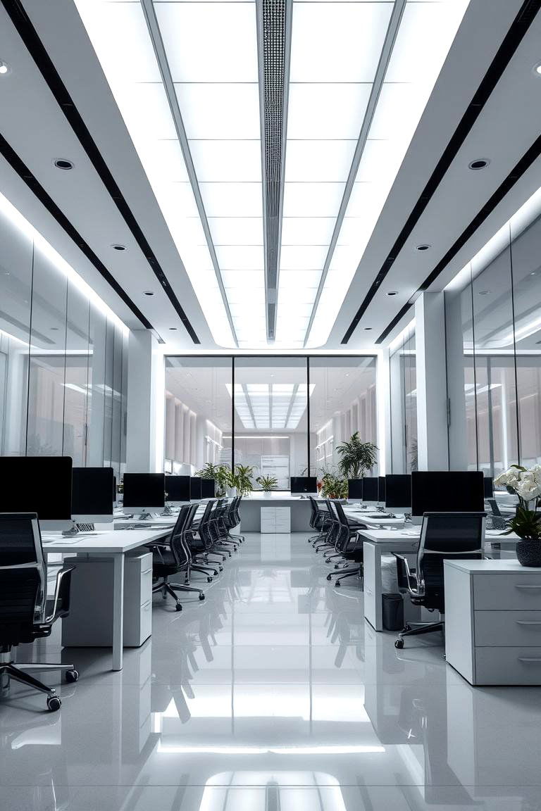Cool White Lighting for Focus - 24 Home Office Lighting Ideas
