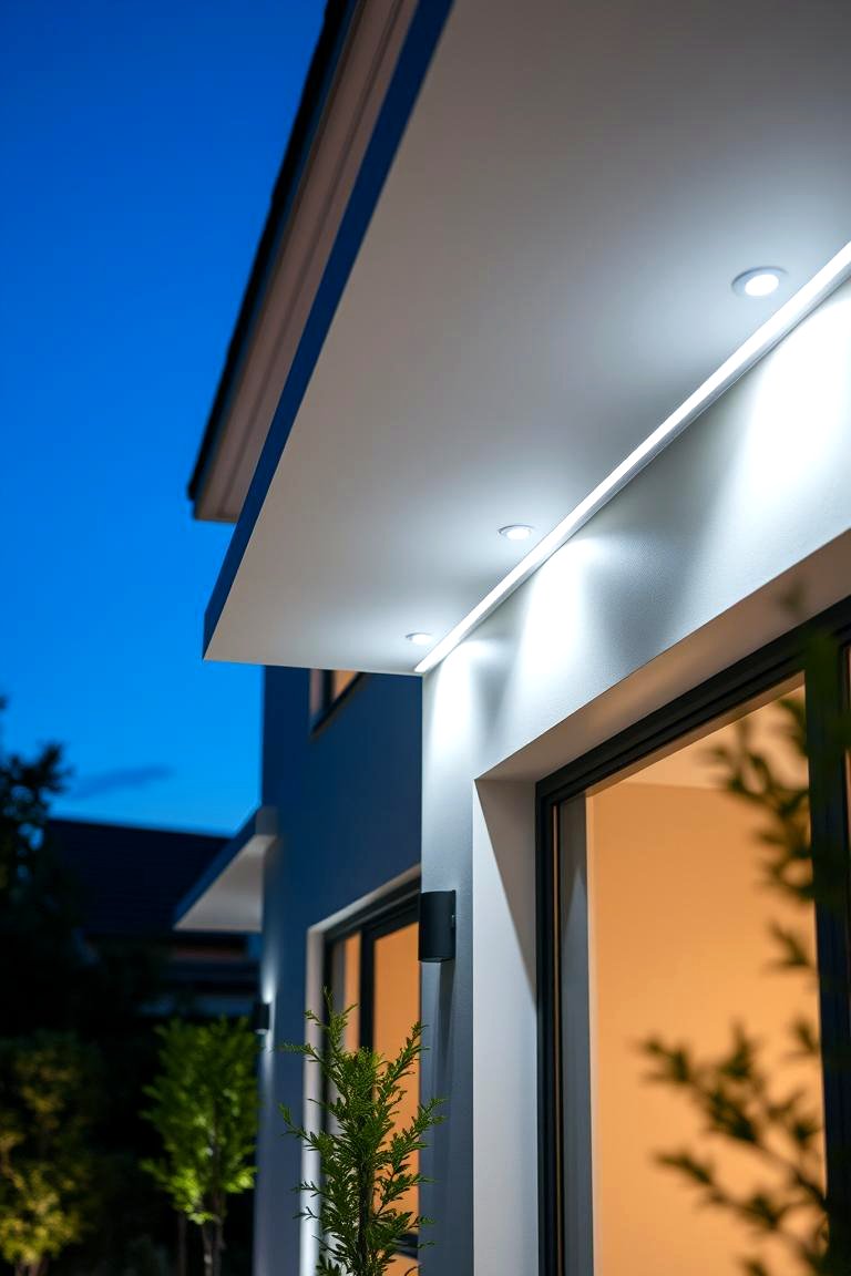 Cool White Soffit Lights for a Modern Aesthetic - 24 Soffit Lighting Ideas