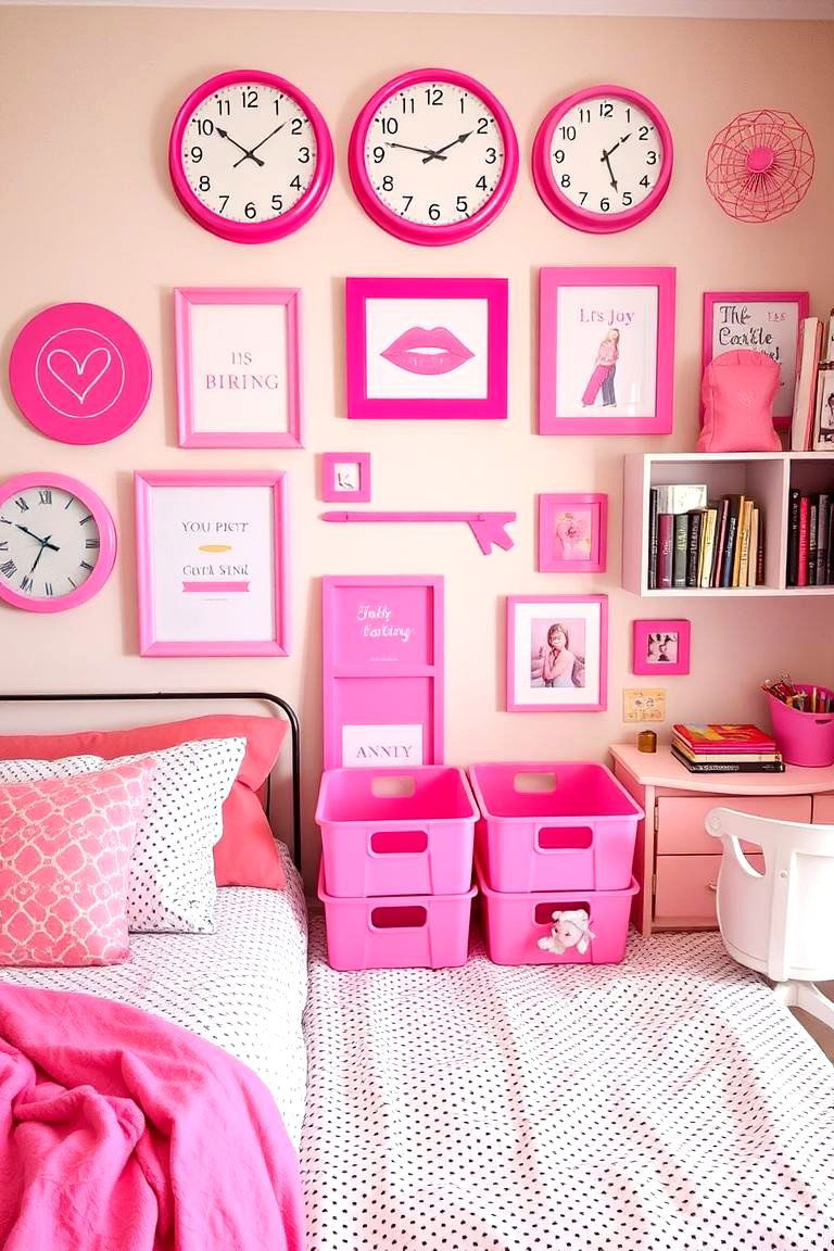 Coordinated Pink Accessories - 24 Pink Dorm Room Ideas