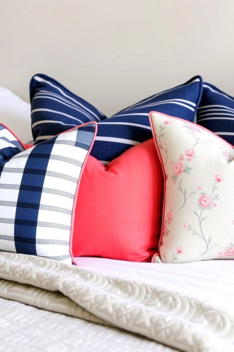 Coordinated Throw Pillows - 24 Preppy Room Ideas