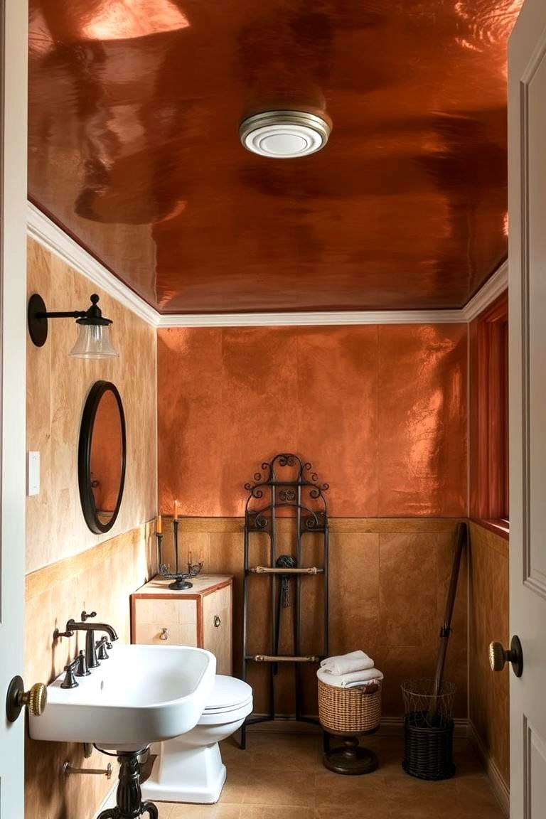 Copper Ceiling for a Warm Rich Look - 24 Bathroom Ceiling Ideas