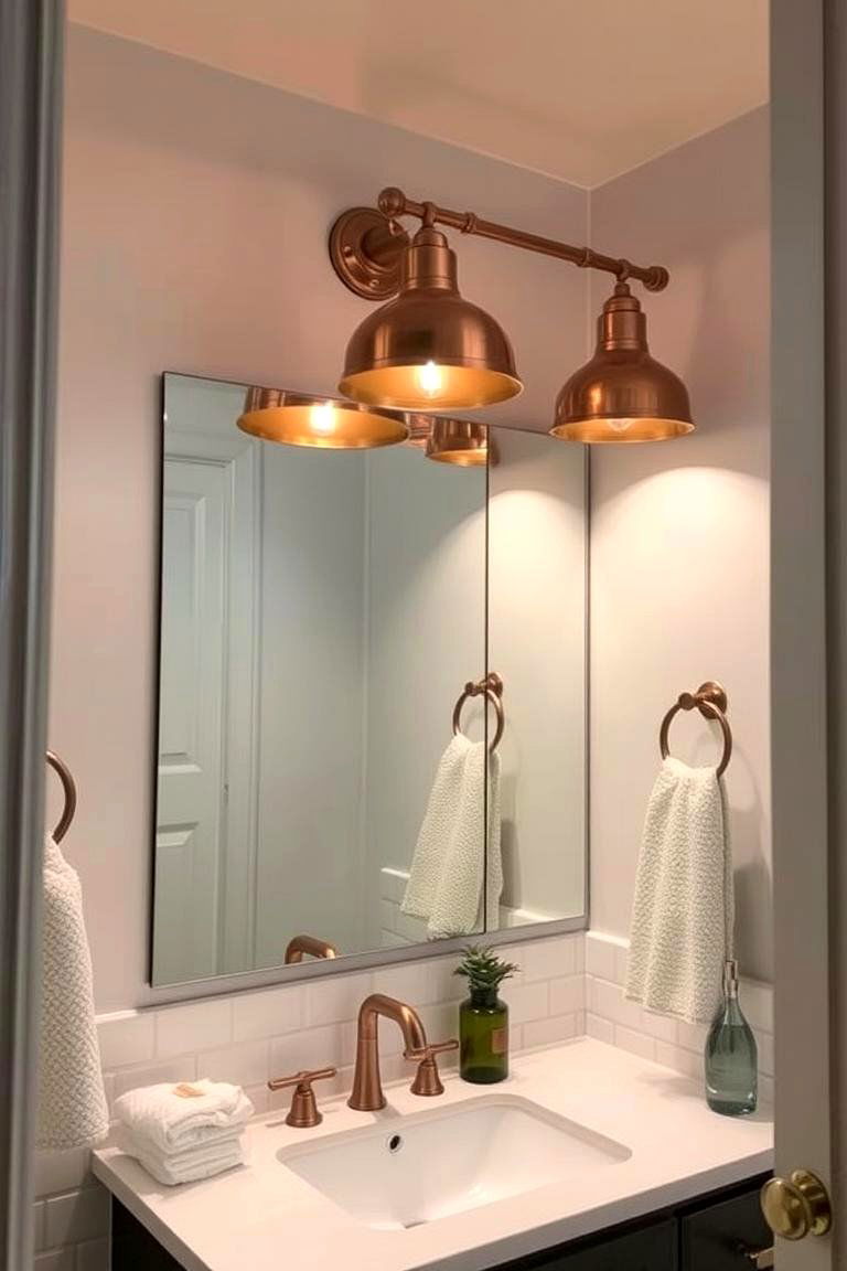 Copper Fixtures for a Warm Trendy Appeal - 24 Bathroom Lighting Ideas Over Mirror