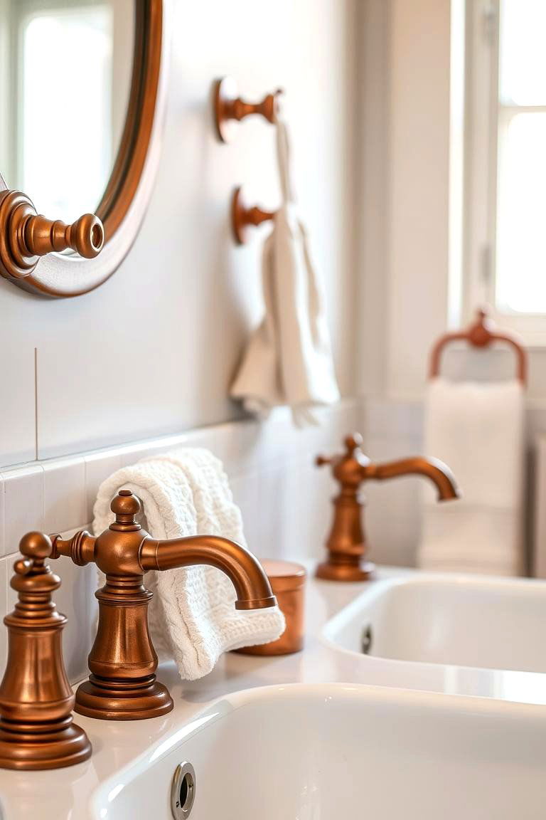 Copper Fixtures - 24 Country Bathroom Ideas