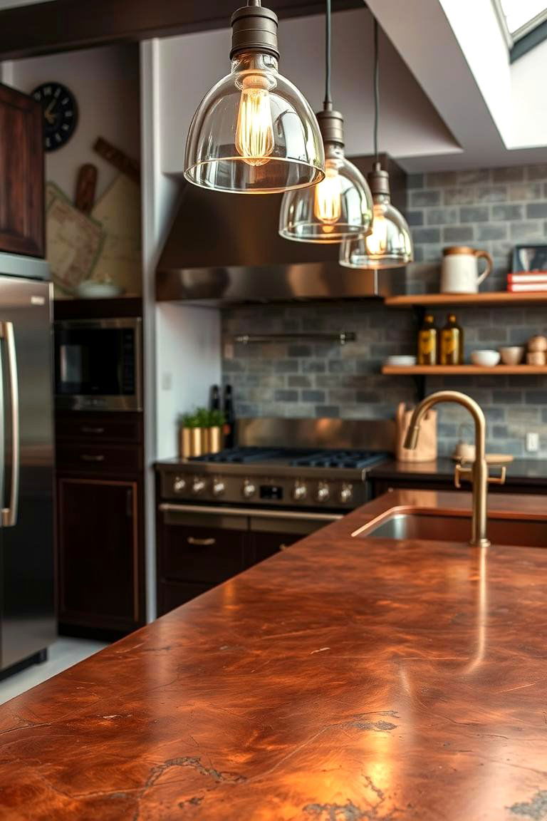Copper Industrial Charm - 24 Kitchen Countertop Ideas