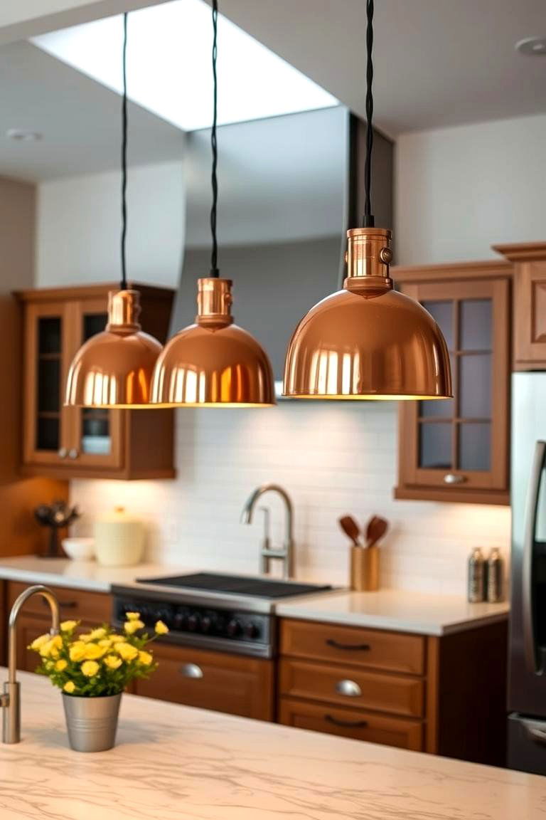 Copper Pendant Lighting Fixtures - 24 black and copper kitchen ideas