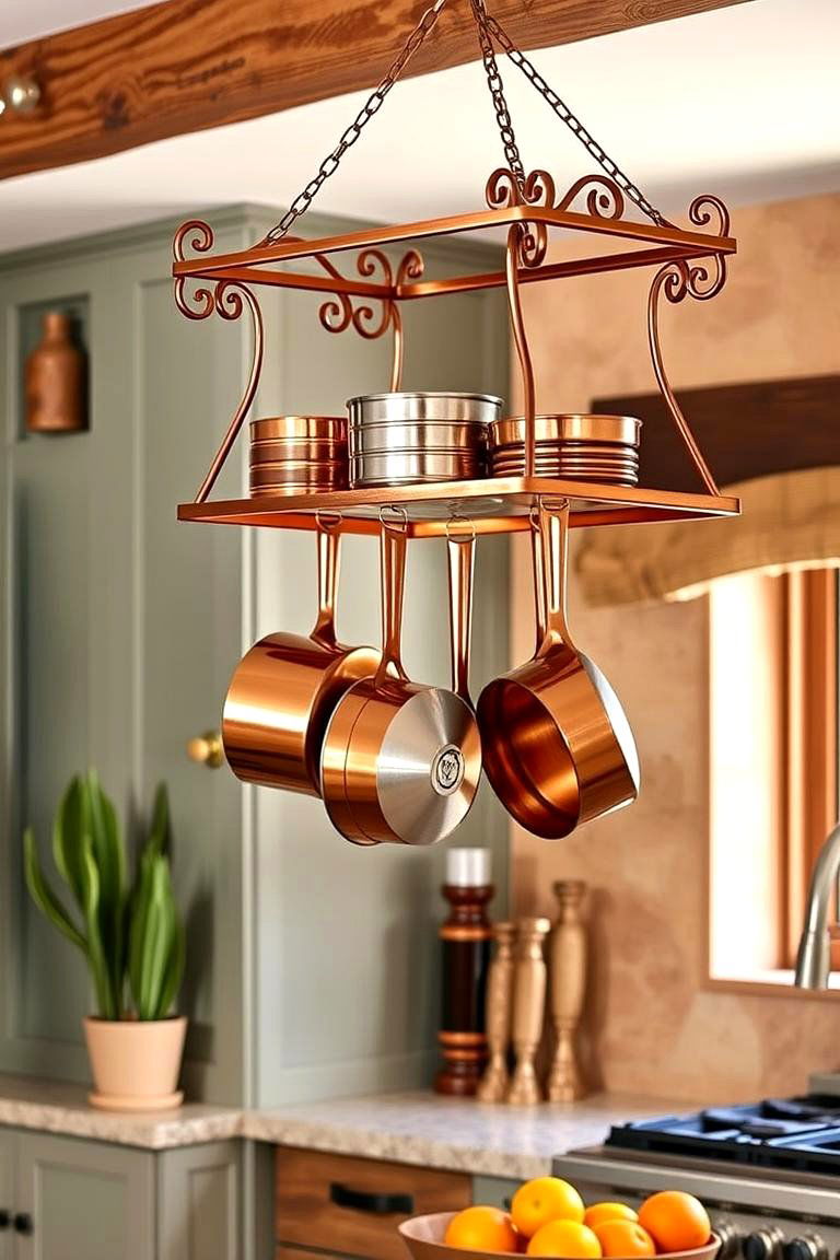 Copper Pot Racks - 24 Southwestern Kitchen Ideas
