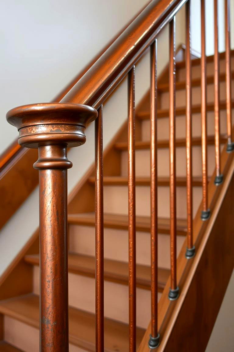 Copper Railings for a Warm Rustic Glow - 24 Farmhouse Rustic Stair Railing Ideas