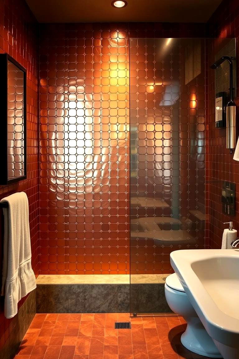 Copper Tiles for Warmth and Elegance - 24 Bathroom Backsplash Ideas