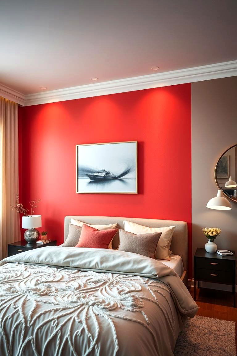 Coral Accent Wall - 24 Coral Bedroom Ideas