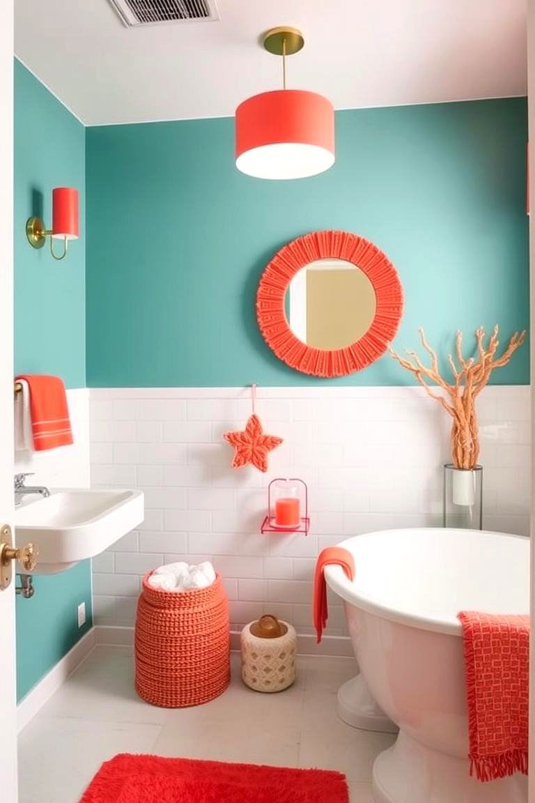 Coral Accents - 24 Coastal Bathroom Ideas