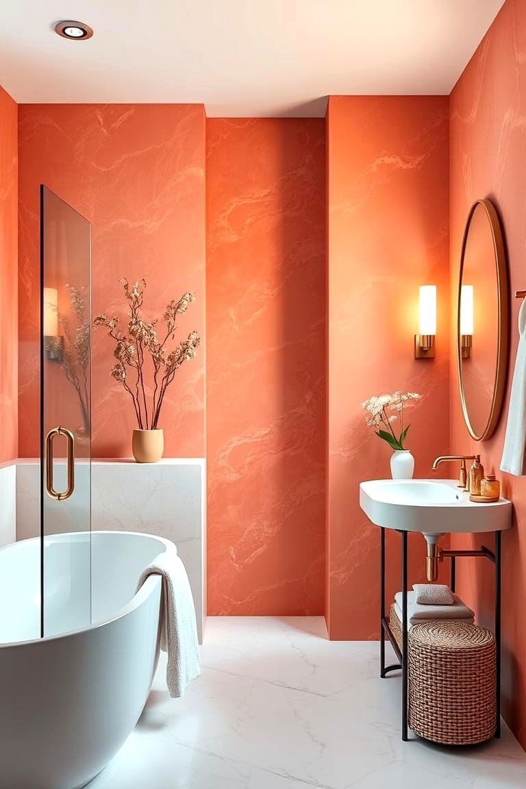 Coral Chic Bathroom - 24 Colorful Bathroom Ideas