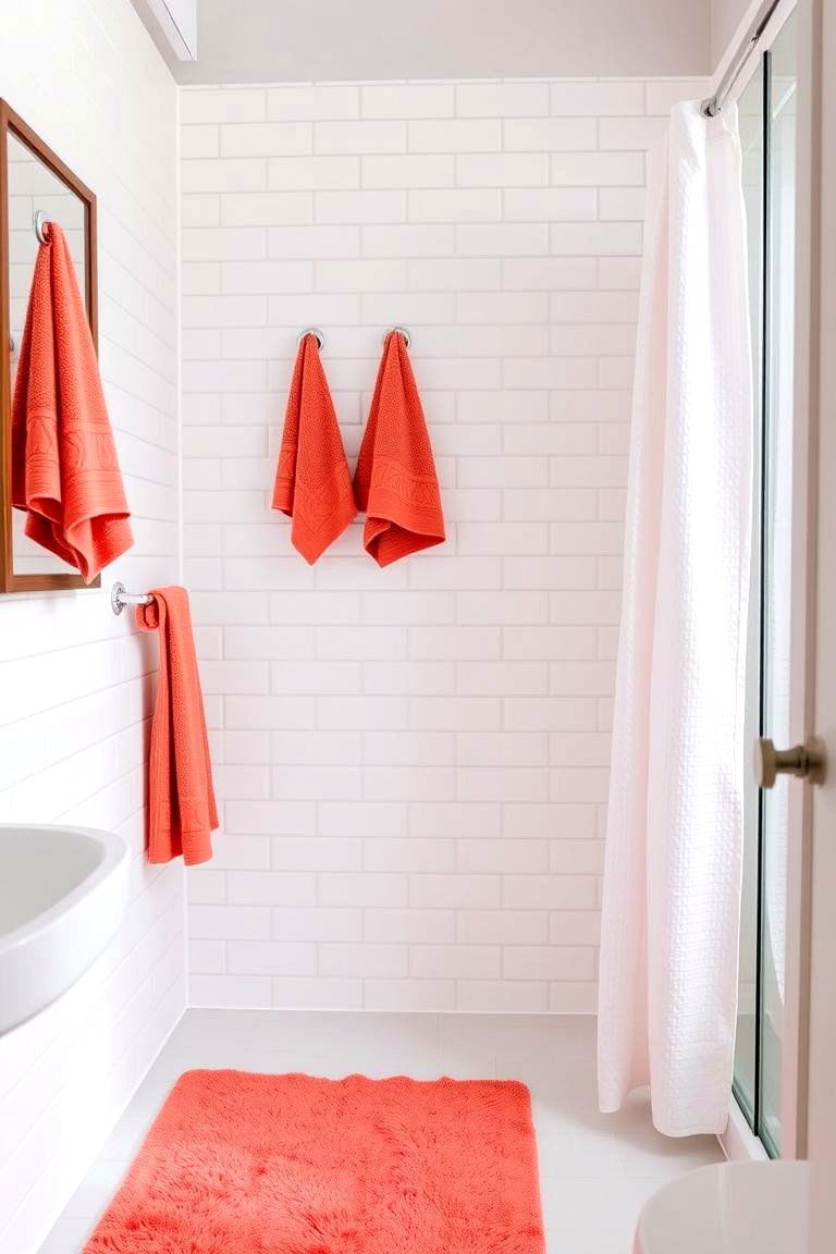 Coral Orange Bathroom Accents - 24 Orange Room Ideas