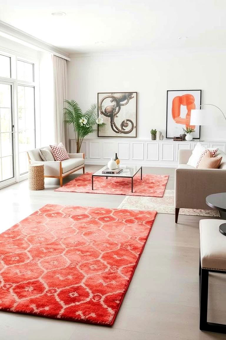 Coral Patterned Rugs - 24 Coral Bedroom Ideas