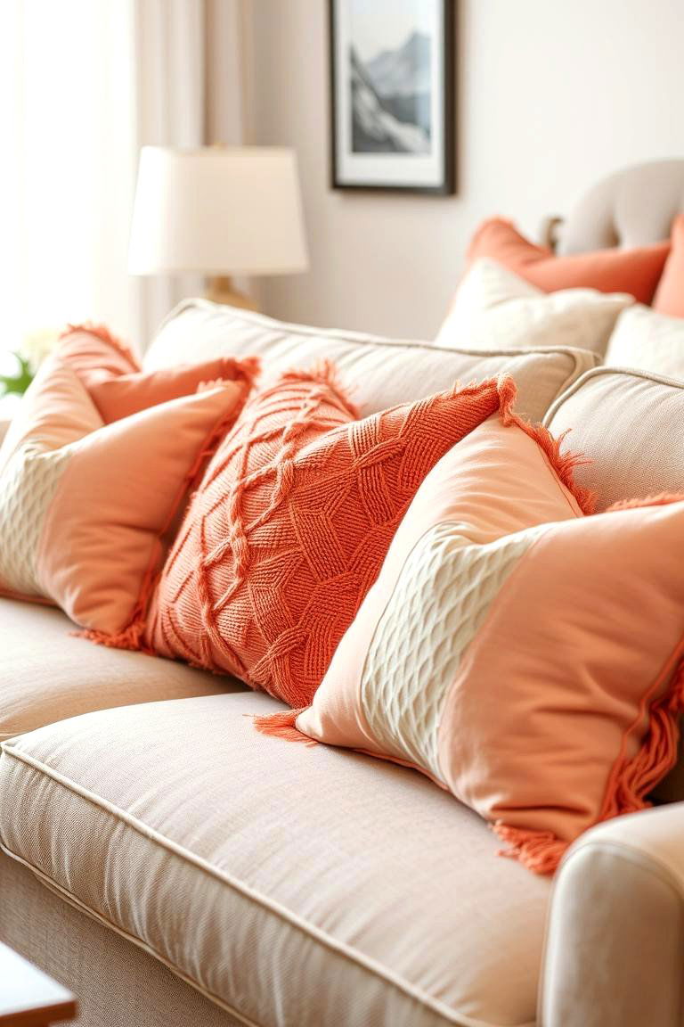 Coral Throw Pillows Delight - 24 Coral Bedroom Ideas