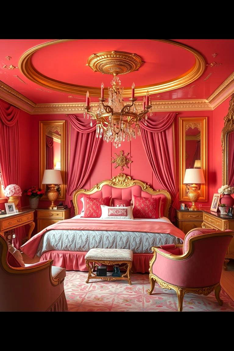 Coral and Gold Elegance - 24 Coral Bedroom Ideas