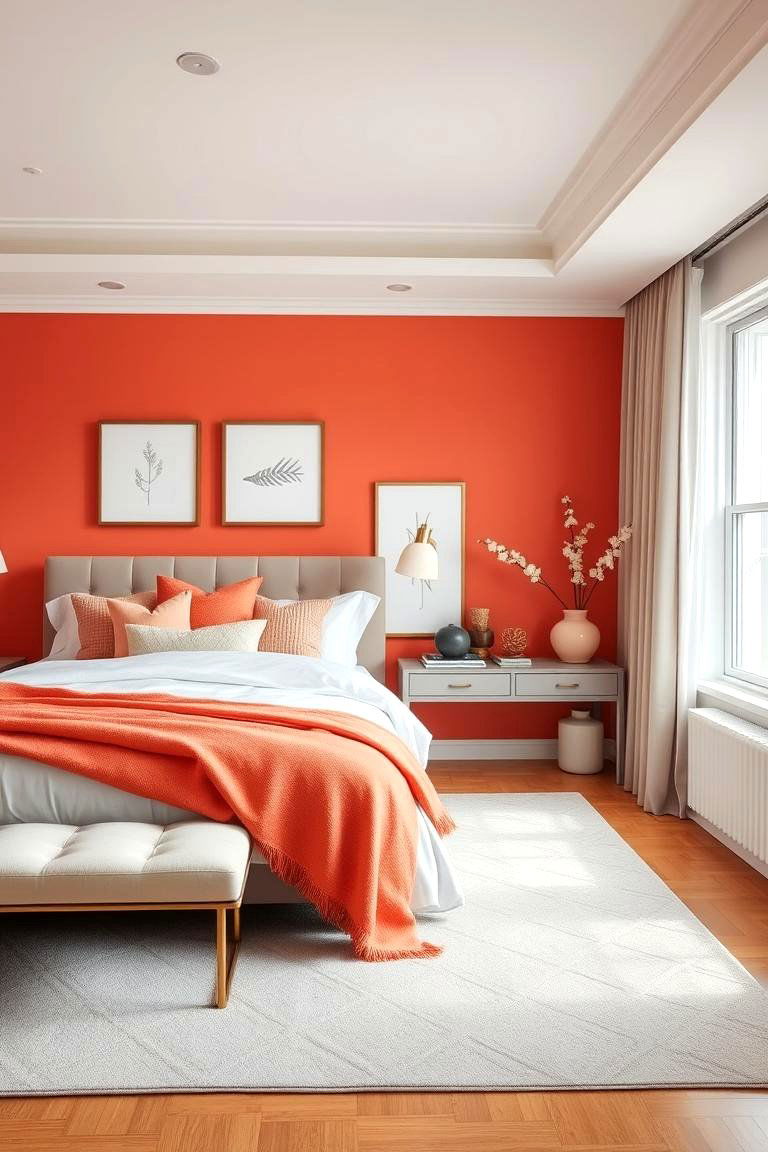 Coral and Neutral Balance - 24 Coral Bedroom Ideas